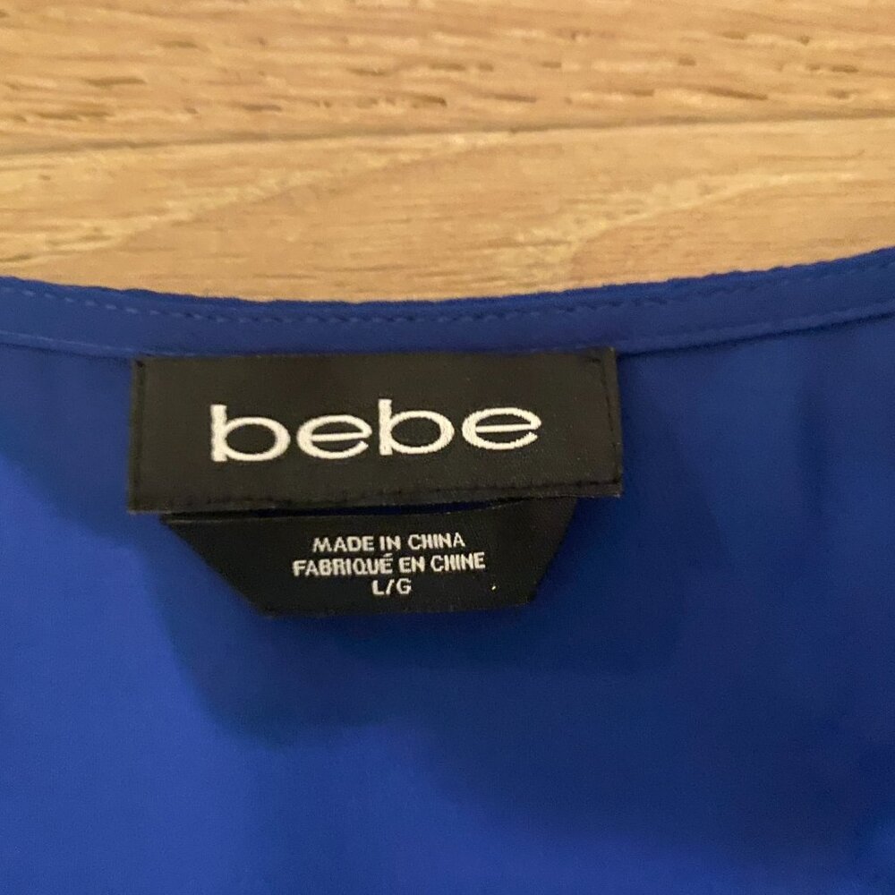 Bebe Royal Blue Wrap Crossover Top Size Large - Picture 10 of 11